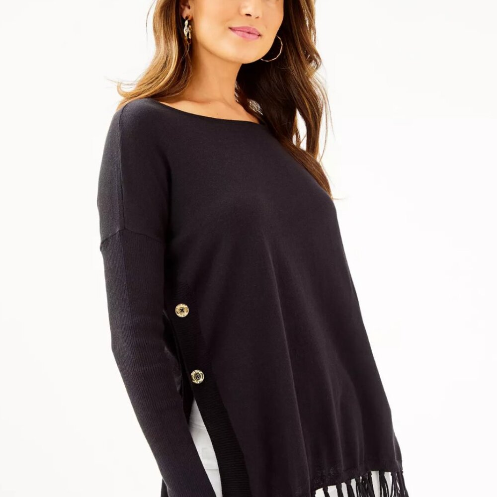 NWT Lilly Pulitzer Ramona Fringe Sweater in Black -- Size XXL